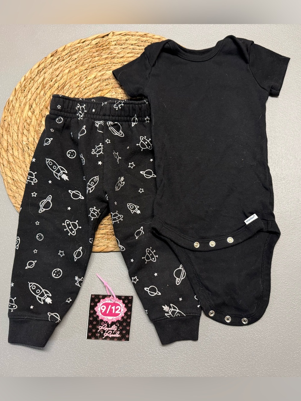 Black Space Rocket Baby Matching Set - Unbranded
